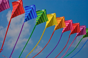Colorful kites together