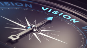Compass needle points firmly towards "Vision"